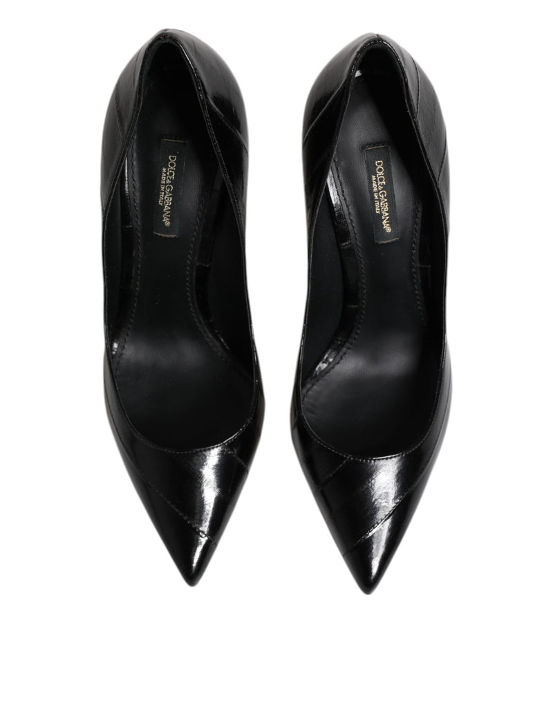 Dolce & Gabbana Black Leather Stiletto High Heels Pumps