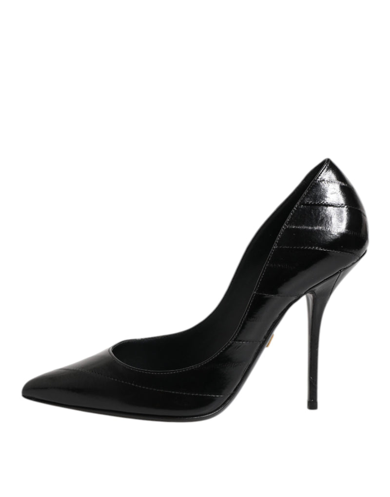 Dolce & Gabbana Black Leather Stiletto High Heels Pumps