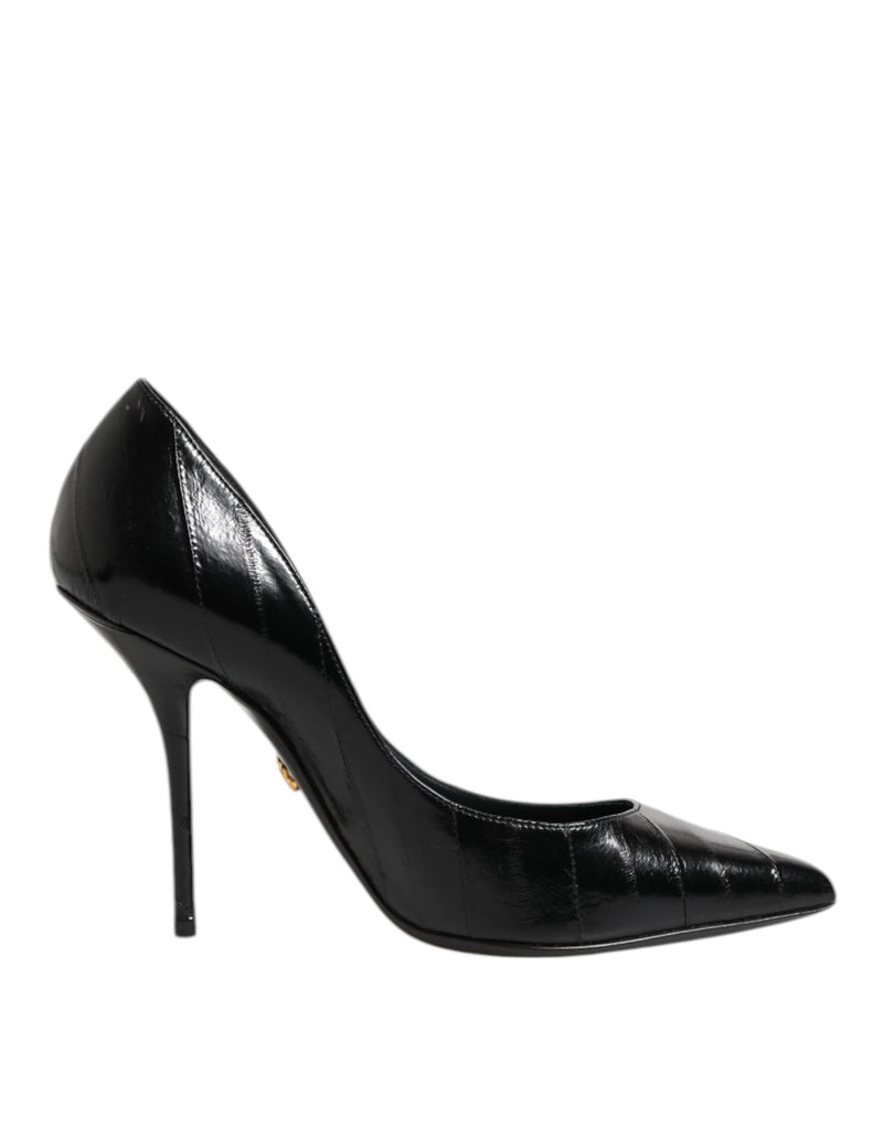 Dolce & Gabbana Black Leather Stiletto High Heels Pumps
