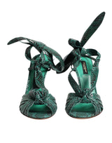 Dolce & Gabbana Green Python Leather Heels Sandals