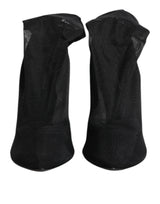 Dolce & Gabbana Black Silk Stretch Mesh Sock Boots