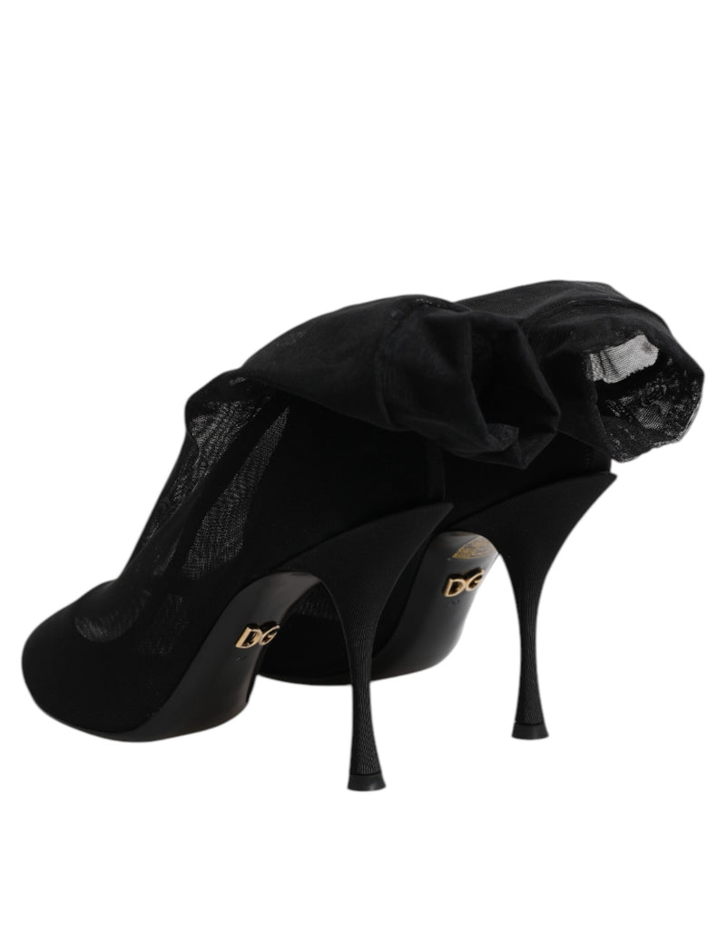 Dolce & Gabbana Black Silk Stretch Mesh Sock Boots