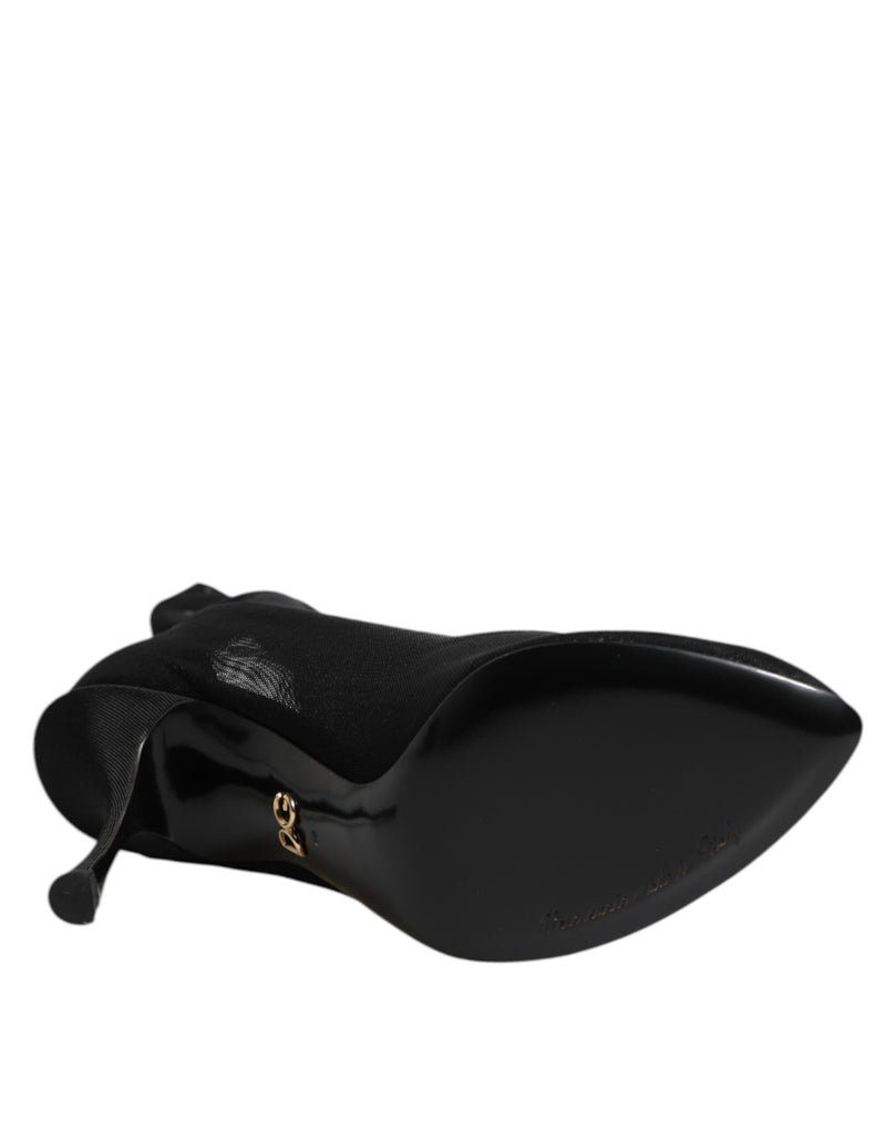 Dolce & Gabbana Black Silk Stretch Mesh Sock Boots