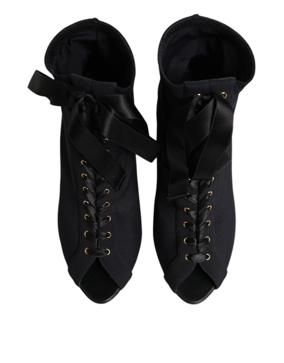 Dolce & Gabbana Black Stiletto Heels Lace Up Ankle Boots