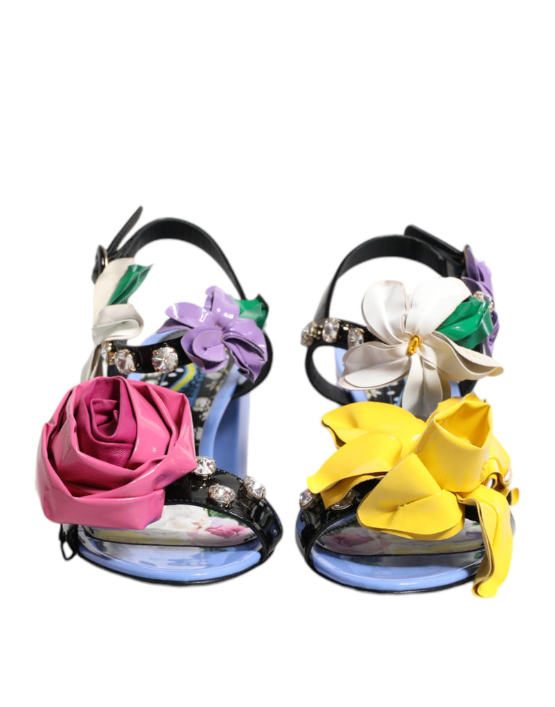 Dolce & Gabbana KEIRA Sandals Multicolor Floral Crystal Design