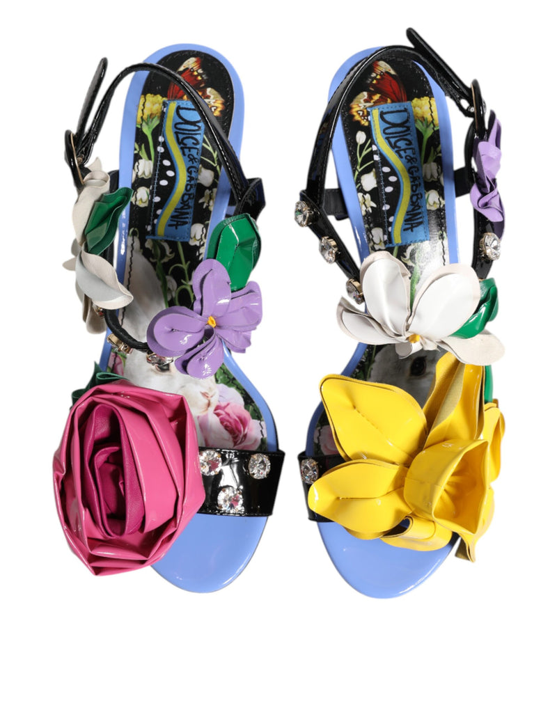 Dolce & Gabbana KEIRA Sandals Multicolor Floral Crystal Design