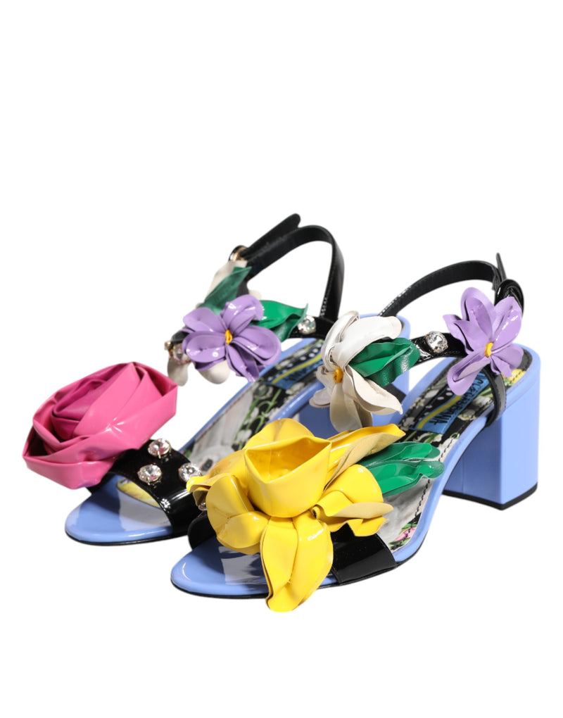 Dolce & Gabbana KEIRA Sandals Multicolor Floral Crystal Design