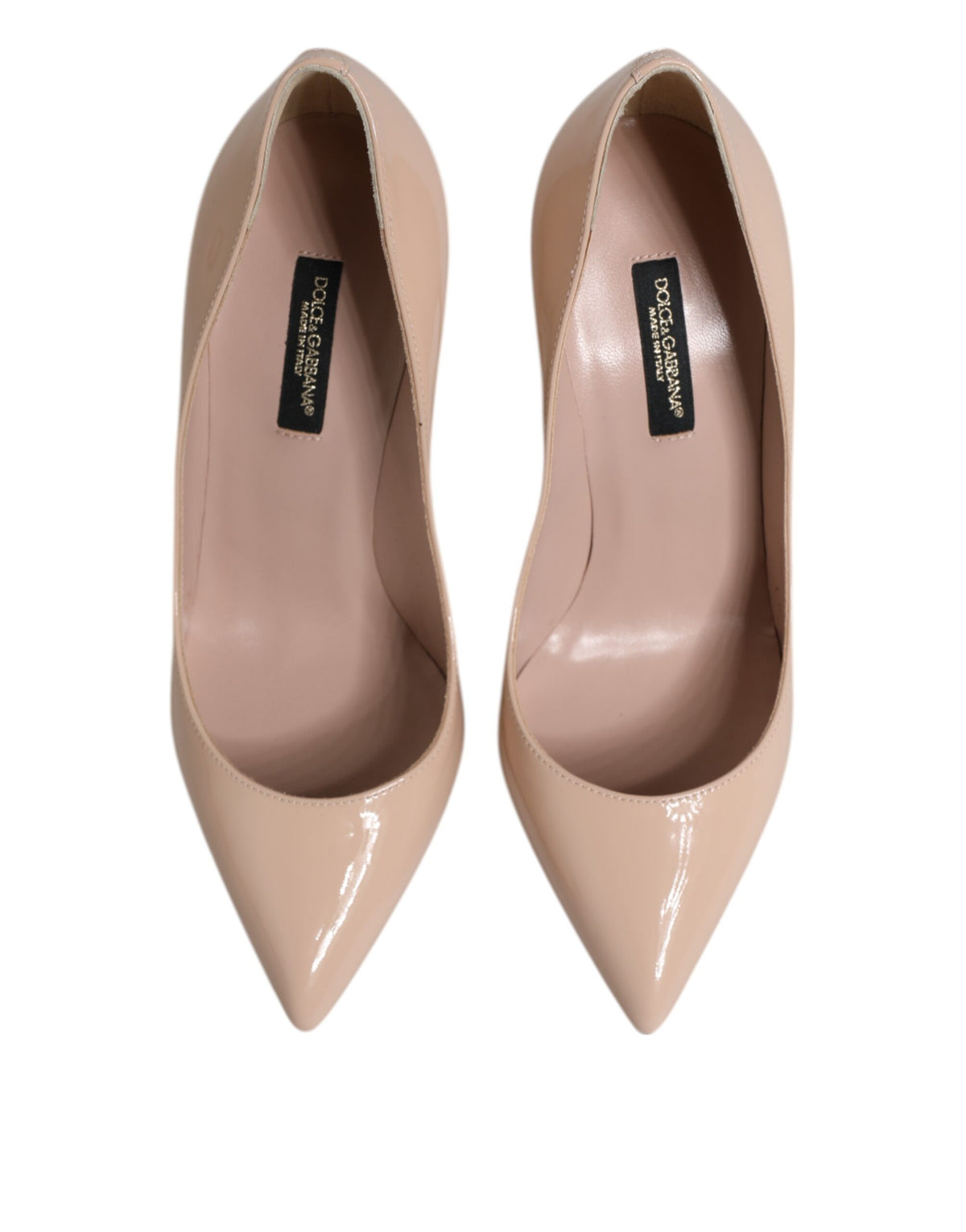 Dolce & Gabbana Beige Patent Leather Stiletto Heel Pumps