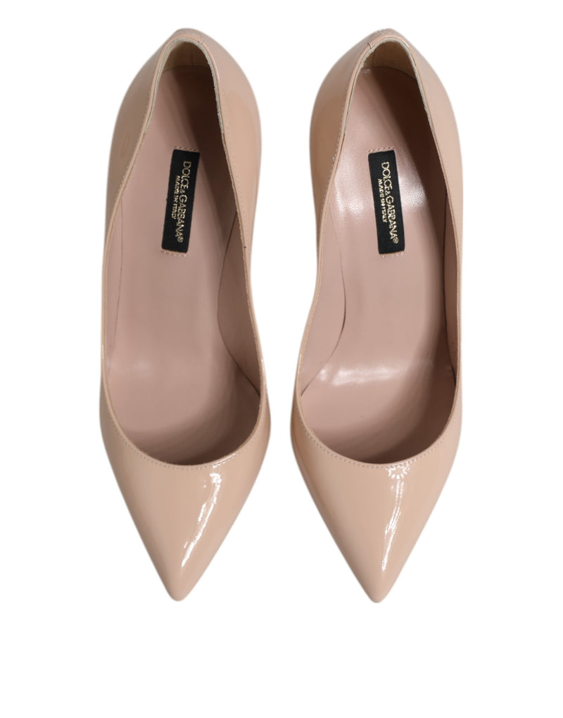 Dolce & Gabbana Beige Patent Leather Stiletto Heel Pumps