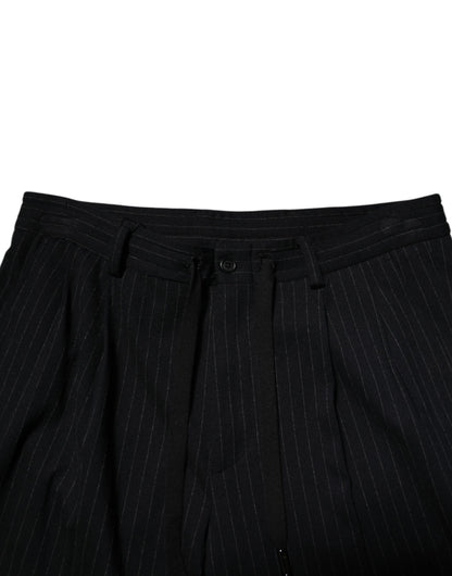 Dolce & Gabbana Black Stripes Viscose Skinny Dress Men Pants