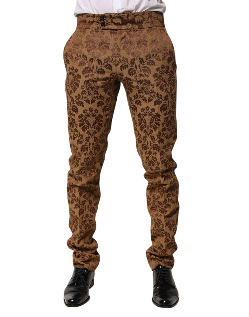 Pantalon slim homme en jacquard floral brun de Dolce &amp; Gabbana