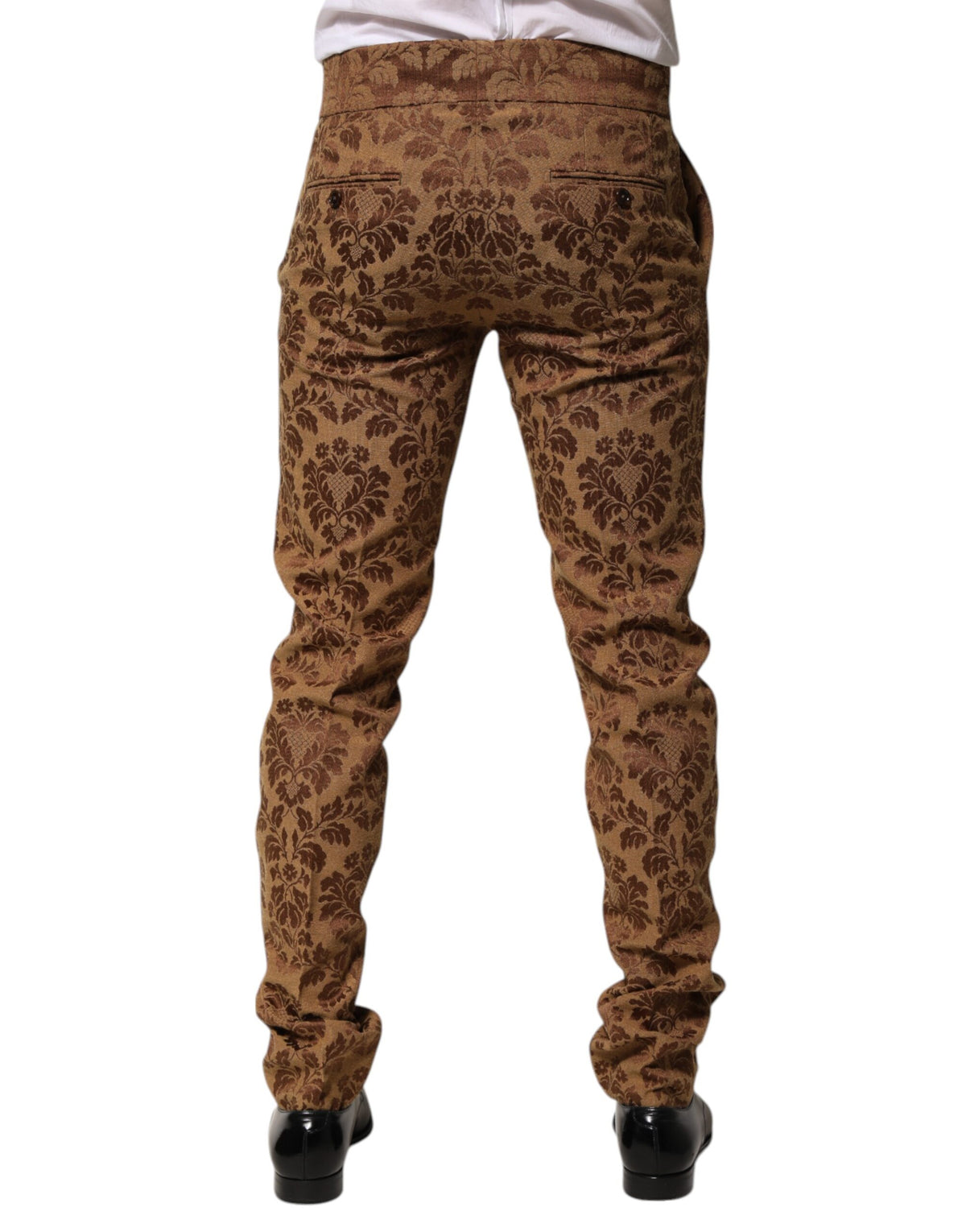 Pantalon slim homme en jacquard floral brun de Dolce &amp; Gabbana