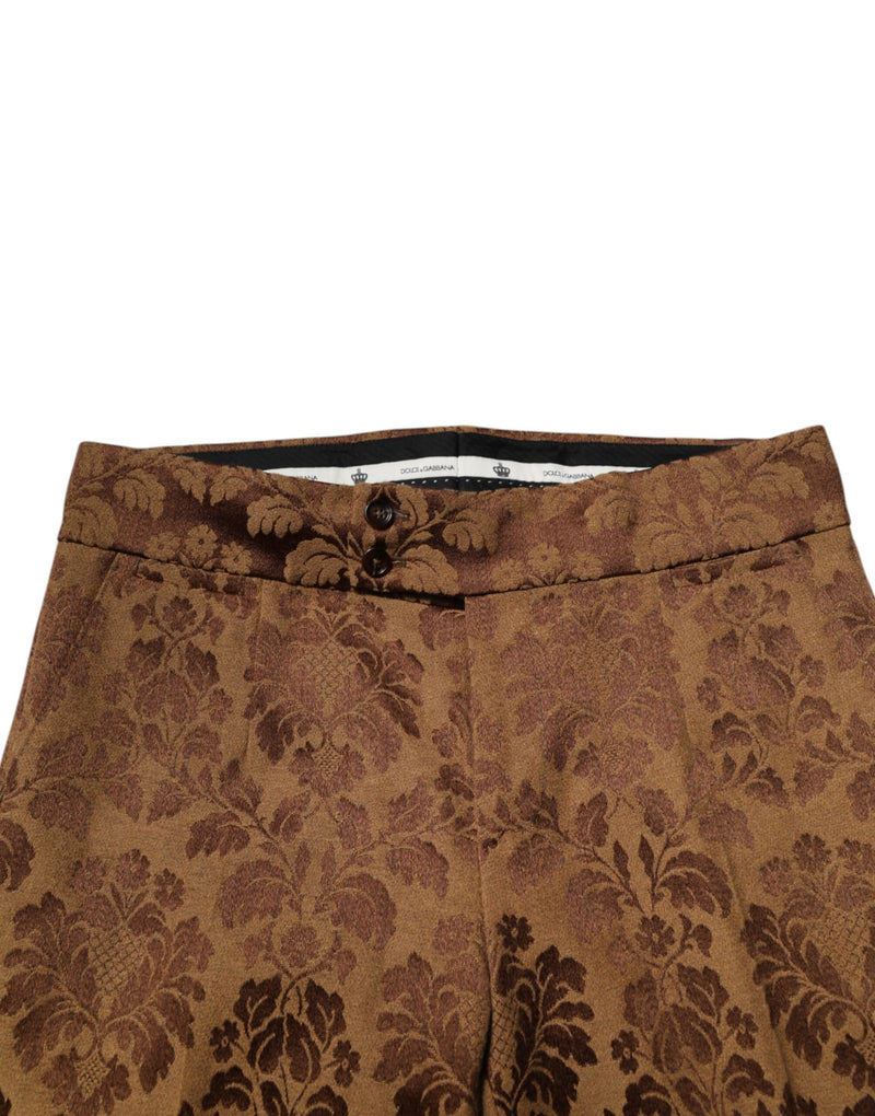Pantalon slim homme en jacquard floral brun de Dolce &amp; Gabbana