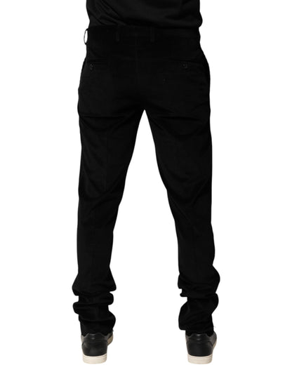 Dolce & Gabbana Black Cotton Men Dress Formal Trouser Pants
