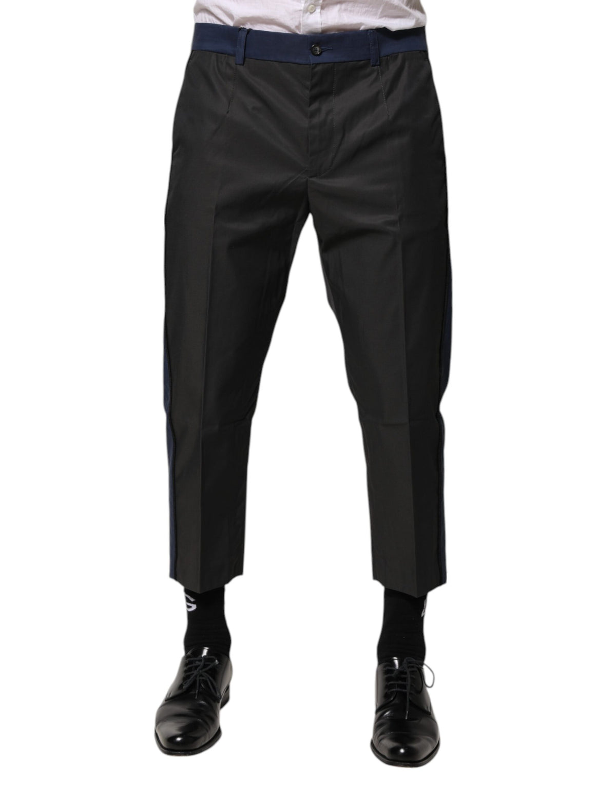 Pantalon chino court 3/4 en coton bleu gris de Dolce &amp; Gabbana
