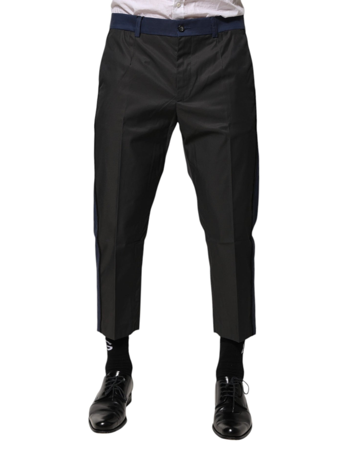 Pantalon chino court 3/4 en coton bleu gris de Dolce &amp; Gabbana