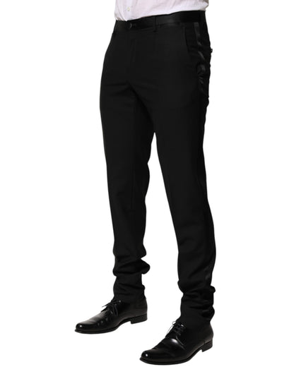 Dolce & Gabbana Black Wool Tapered Formal Men Dress Pants