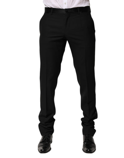 Dolce & Gabbana Black Wool Tapered Formal Men Dress Pants