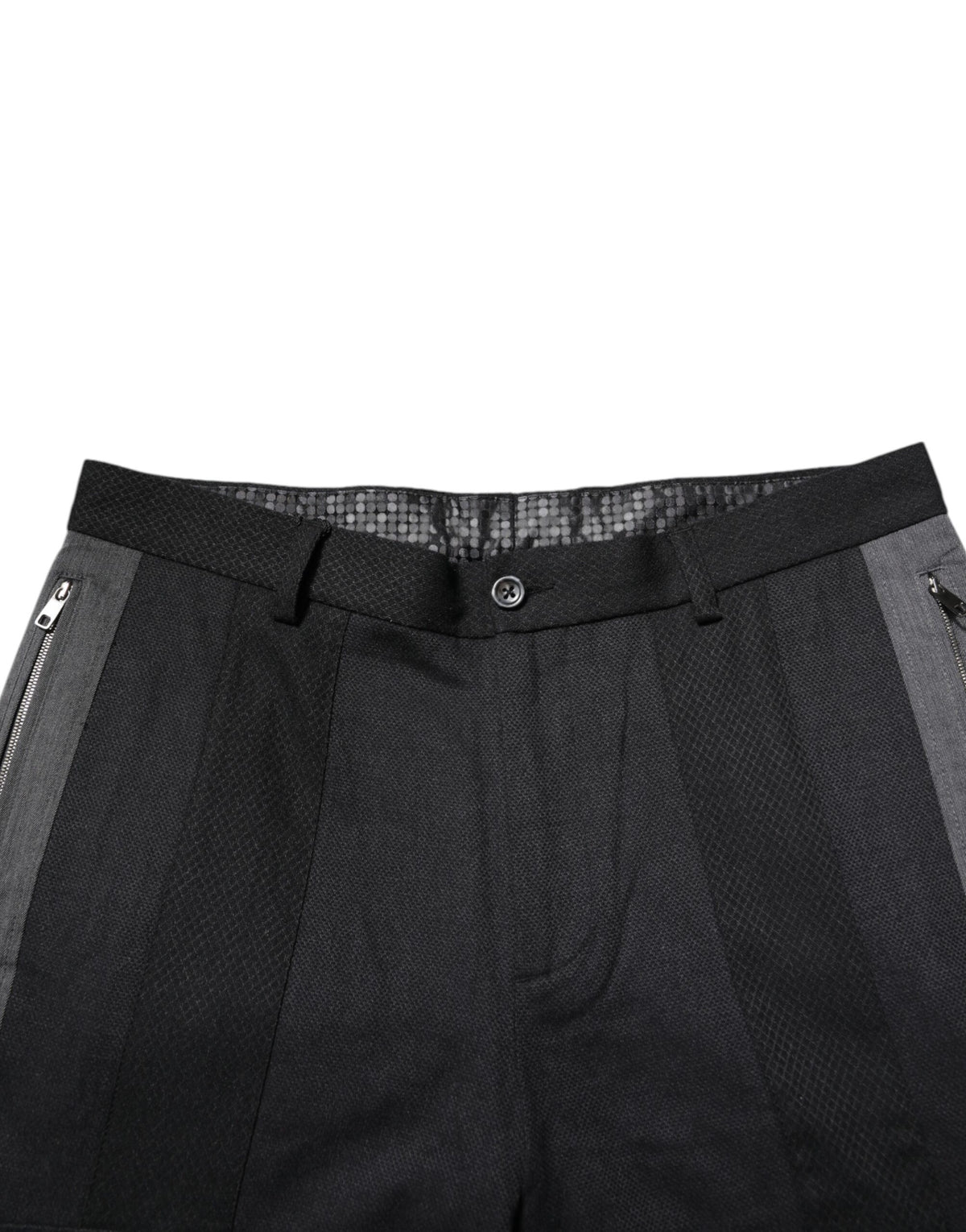 Pantalon tailleur formel en coton noir et gris Dolce &amp; Gabbana