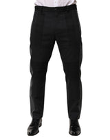 Pantalon tailleur formel en coton noir et gris Dolce &amp; Gabbana