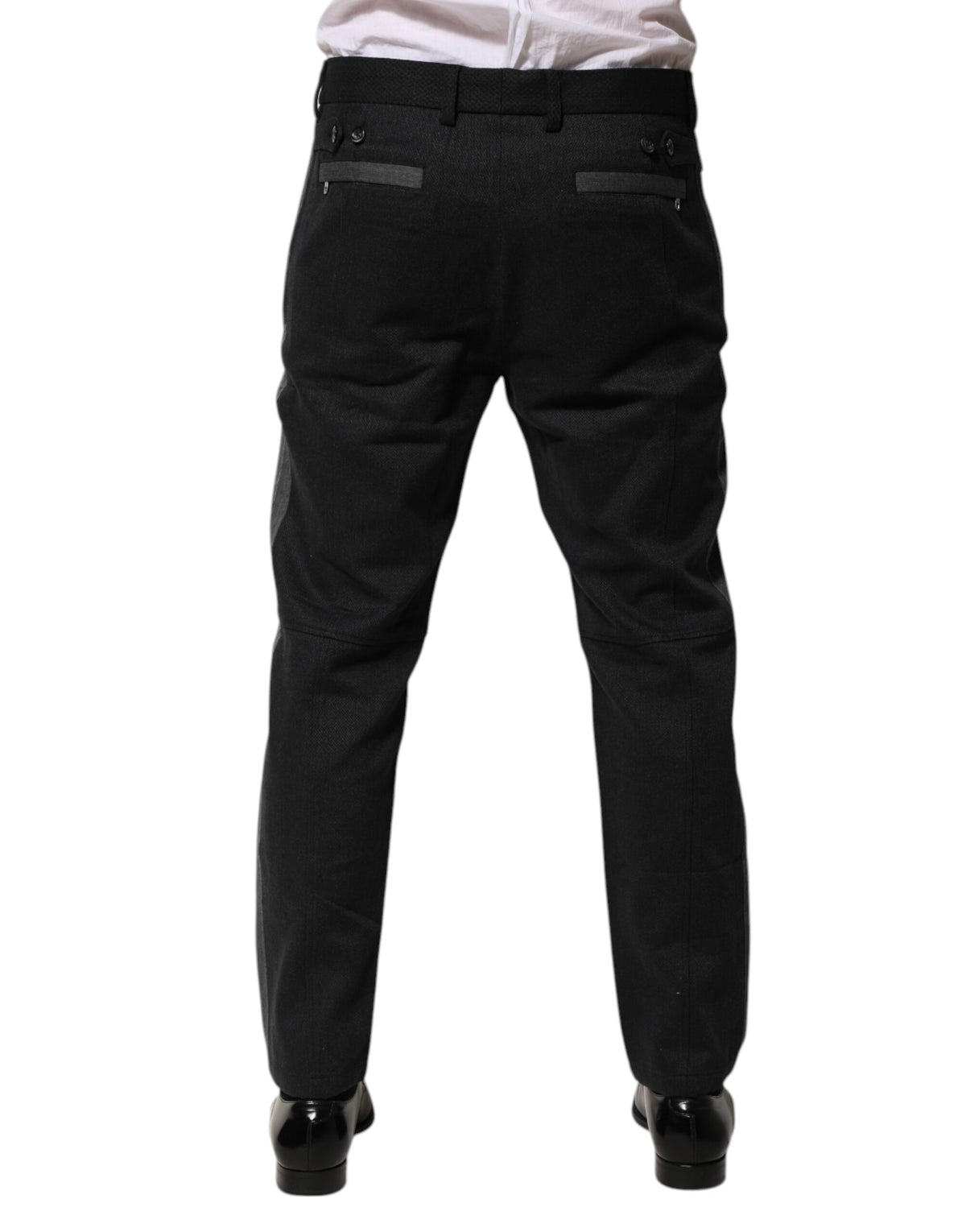 Pantalon tailleur formel en coton noir et gris Dolce &amp; Gabbana
