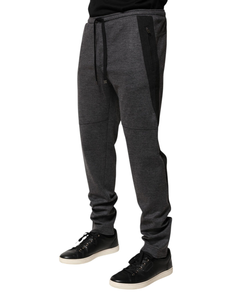 Dolce &amp; Gabbana grijze en zwarte joggingbroek van wolmix