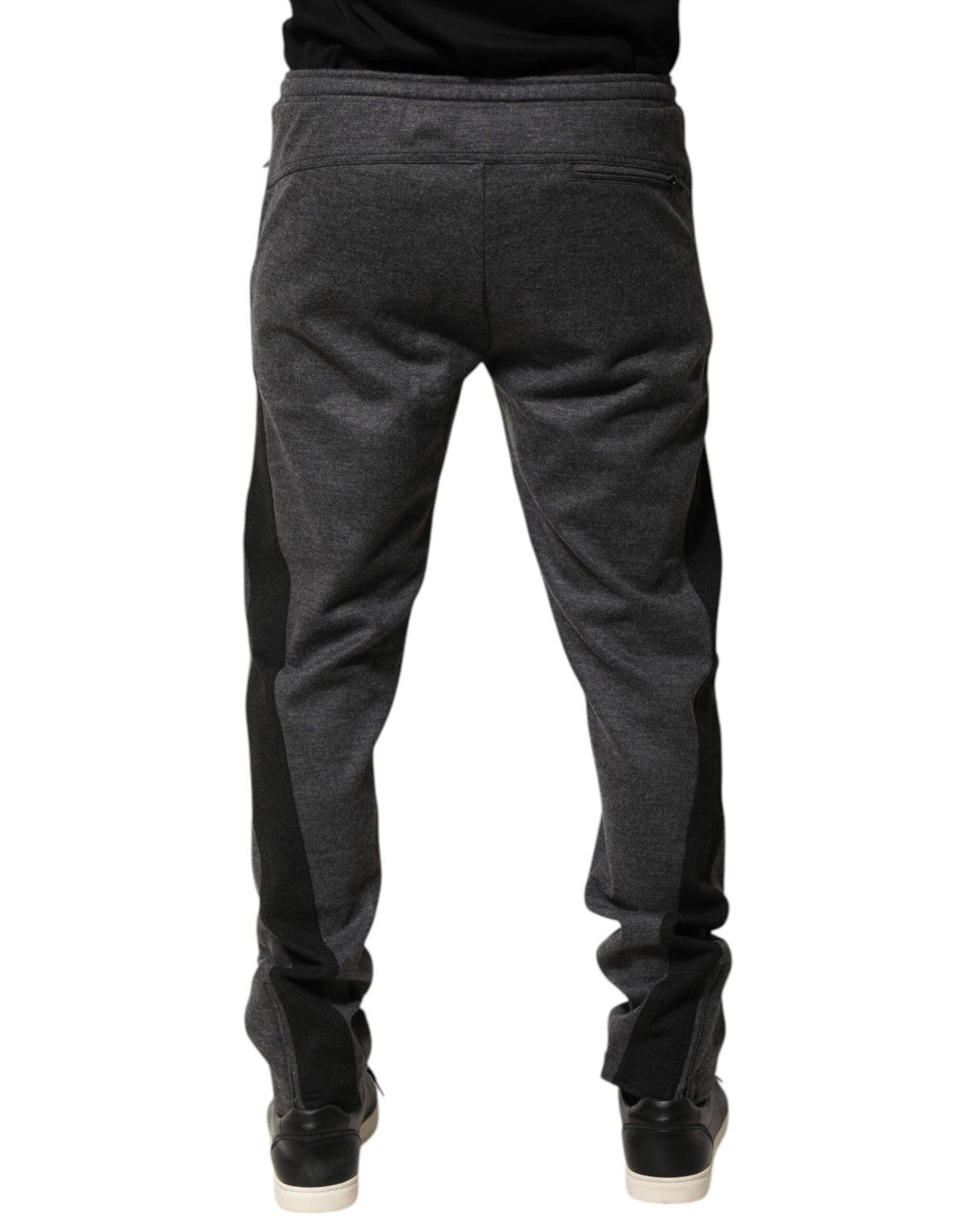 Pantalon de jogging en laine mélangée gris et noir Dolce &amp; Gabbana