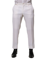 Pantalon tailleur droit en polyester blanc Dolce &amp; Gabbana