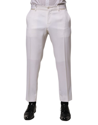 Pantalon tailleur droit en polyester blanc Dolce &amp; Gabbana