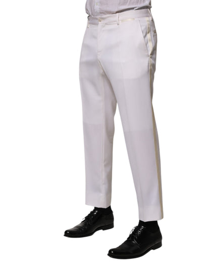 Dolce & Gabbana White Polyester Tapered Formal Trouser Pants