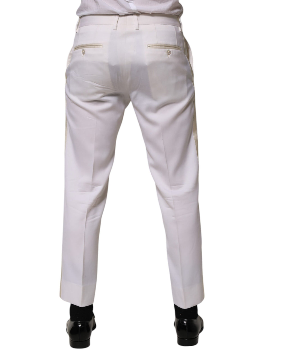 Pantalon tailleur droit en polyester blanc Dolce &amp; Gabbana