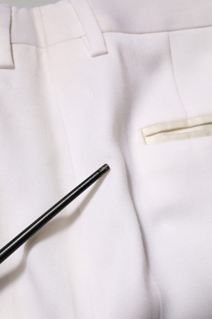 Dolce & Gabbana White Polyester Tapered Formal Trouser Pants