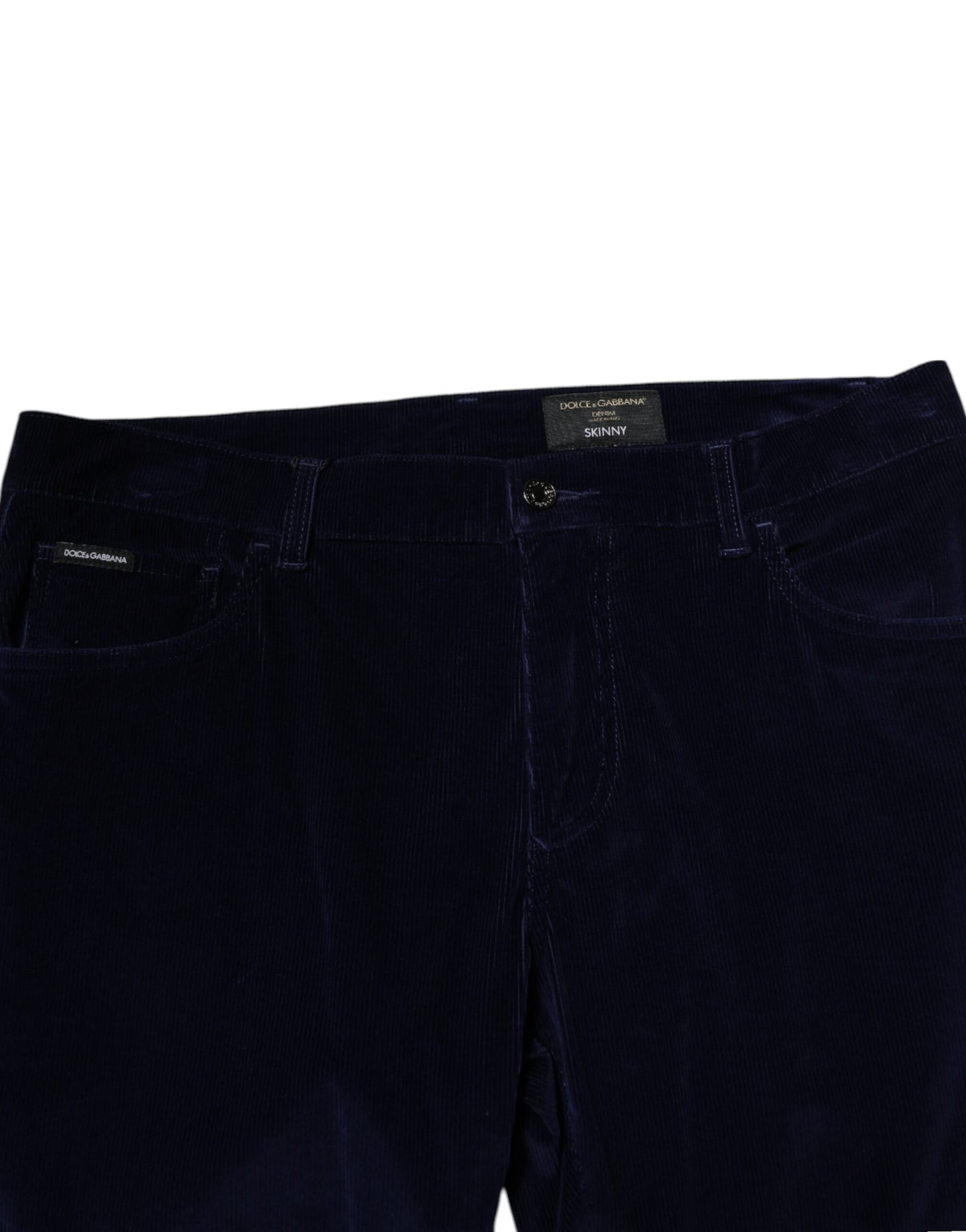 Dolce & Gabbana Navy Blue Cotton Tapered Formal Trouser Pants