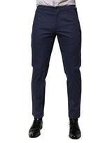 Pantalon tailleur homme Dolce &amp; Gabbana en coton bleu, coupe fuselée.