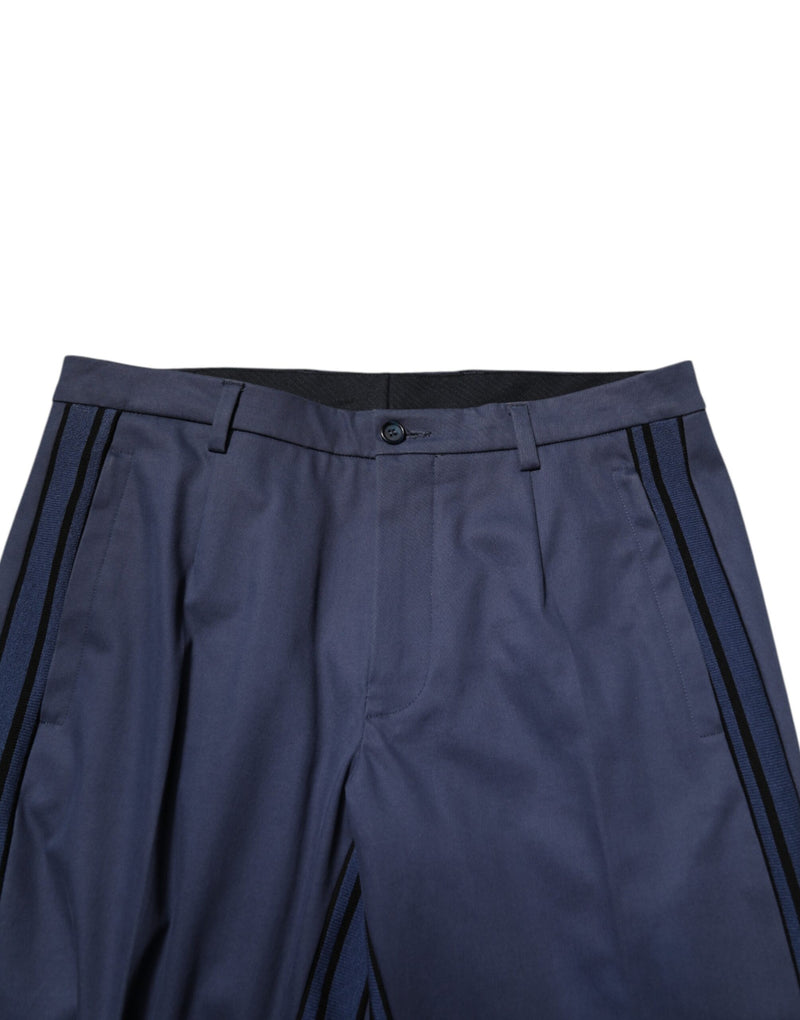 Dolce & Gabbana Blue Cotton Tapered Men Formal Trousers Pants