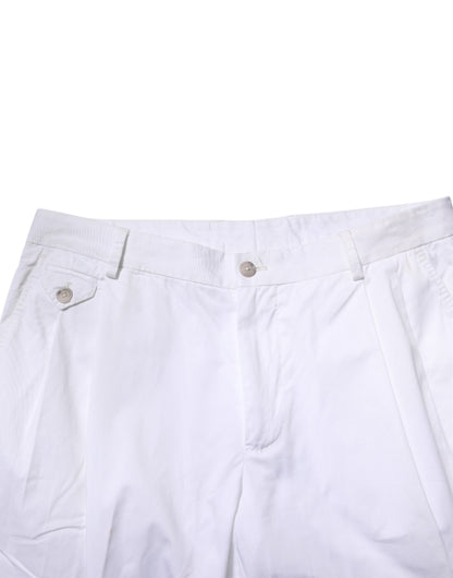 Dolce & Gabbana White Cotton Dress Slim Formal Trouser Pants