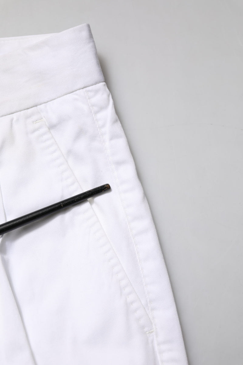 Dolce & Gabbana White Cotton Dress Slim Formal Trouser Pants