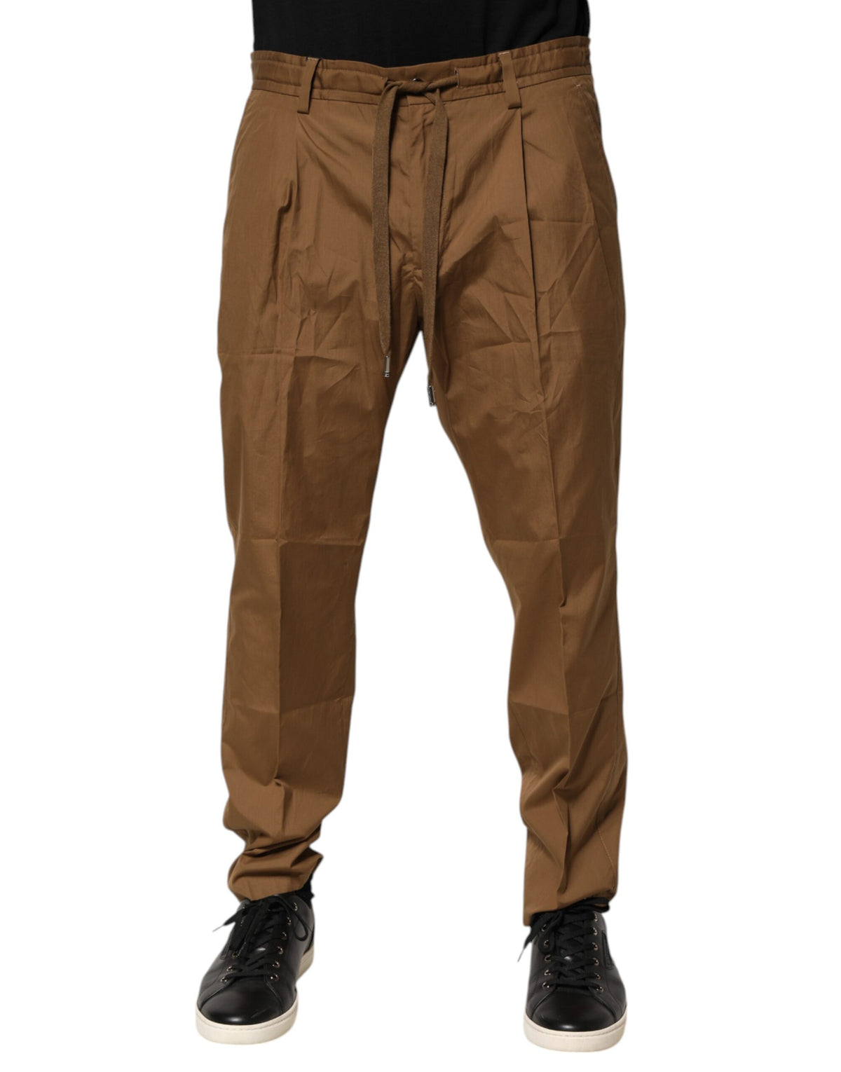 Pantalon jogging homme en coton chiné marron taille mi-hauteur Dolce &amp; Gabbana