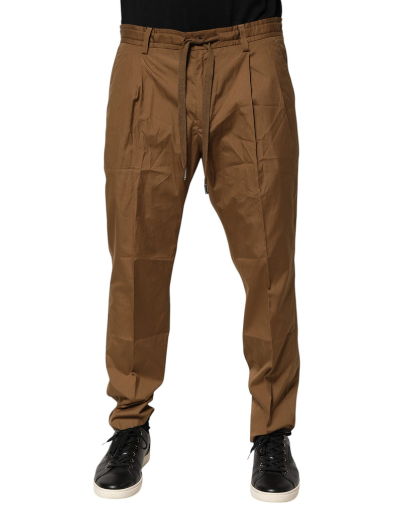 Pantalon jogging homme en coton chiné marron taille mi-hauteur Dolce &amp; Gabbana
