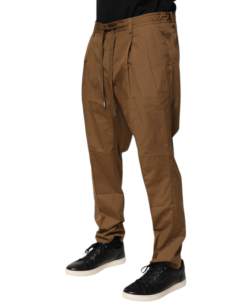 Pantalon jogging homme en coton chiné marron taille mi-hauteur Dolce &amp; Gabbana