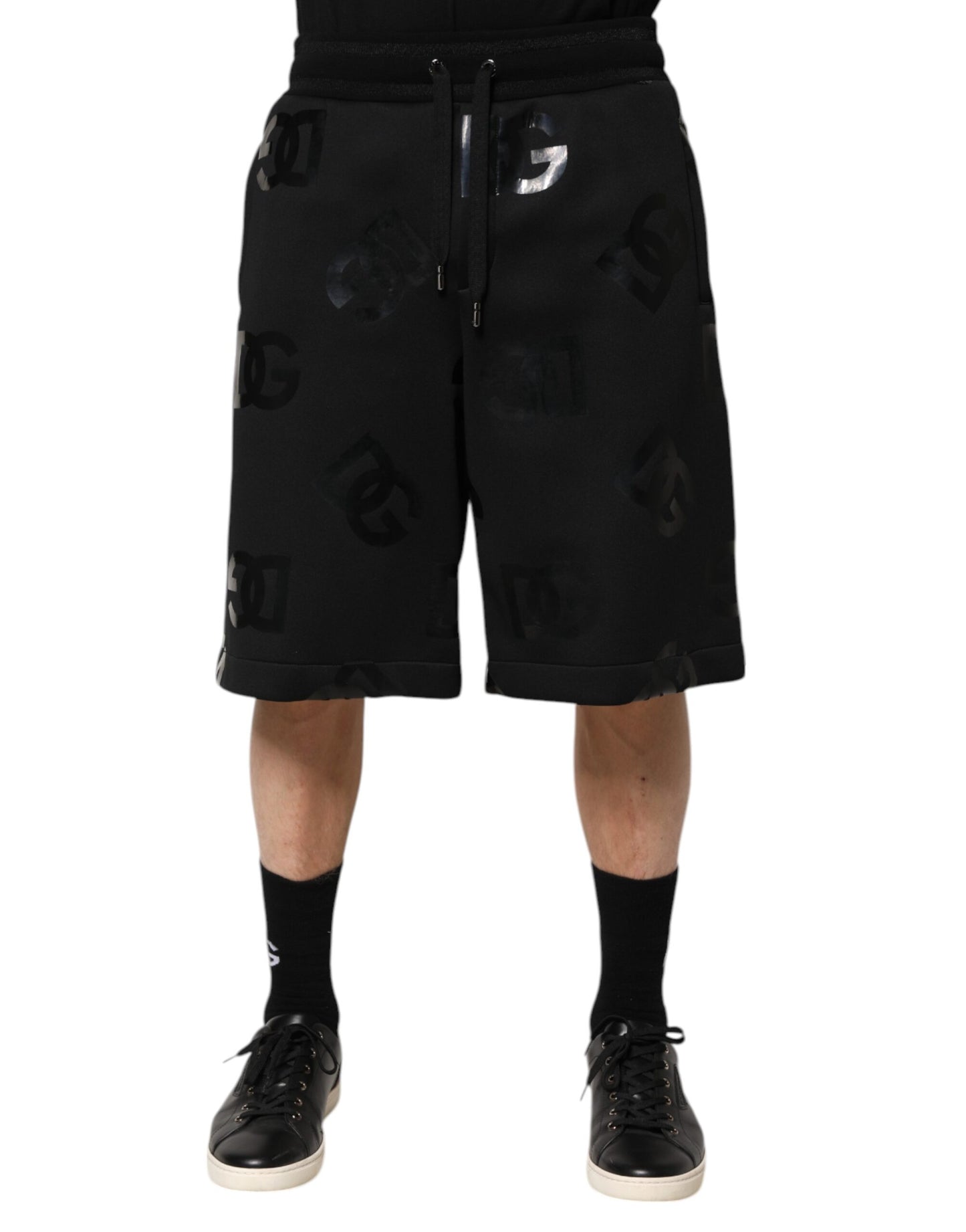 Shorts Bermuda en coton noir avec logo Dolce &amp; Gabbana