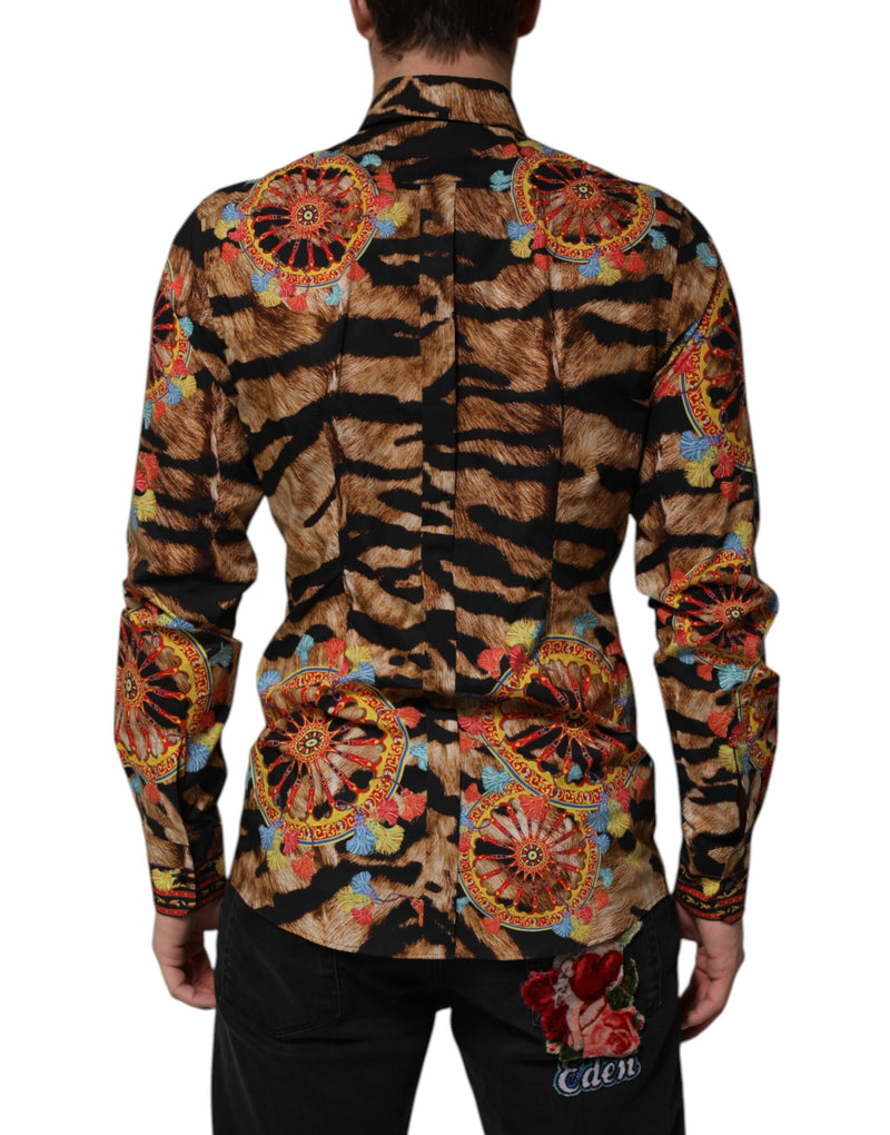 Dolce &amp; Gabbana GOLD katoenen overhemd met tijgerprint en lange mouwen, model Carretto