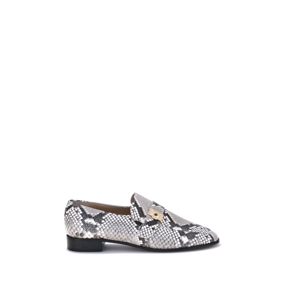 Ferragamo leren loafers met pythonprint