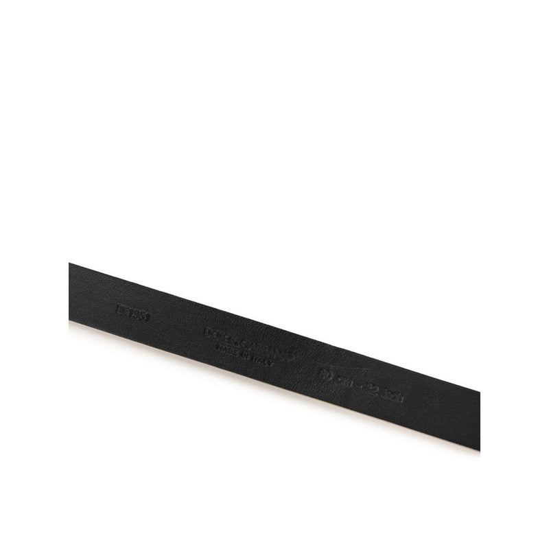 Dolce & Gabbana Gold Leather Belt with Black Crystals
