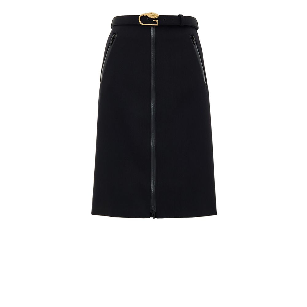 Jupe en Laine Noire Gucci avec Zip et Ceinture