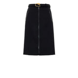 Jupe en Laine Noire Gucci avec Zip et Ceinture