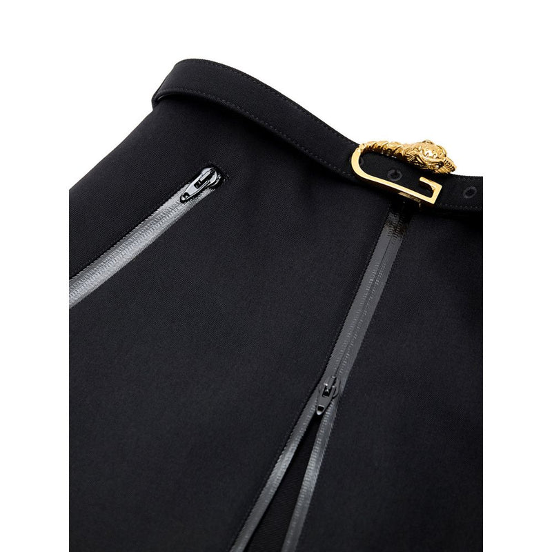 Gucci Black Wool Skirt with Zip and Belt