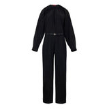 Gucci Black Wool Jumpsuit with GG Logo Belt