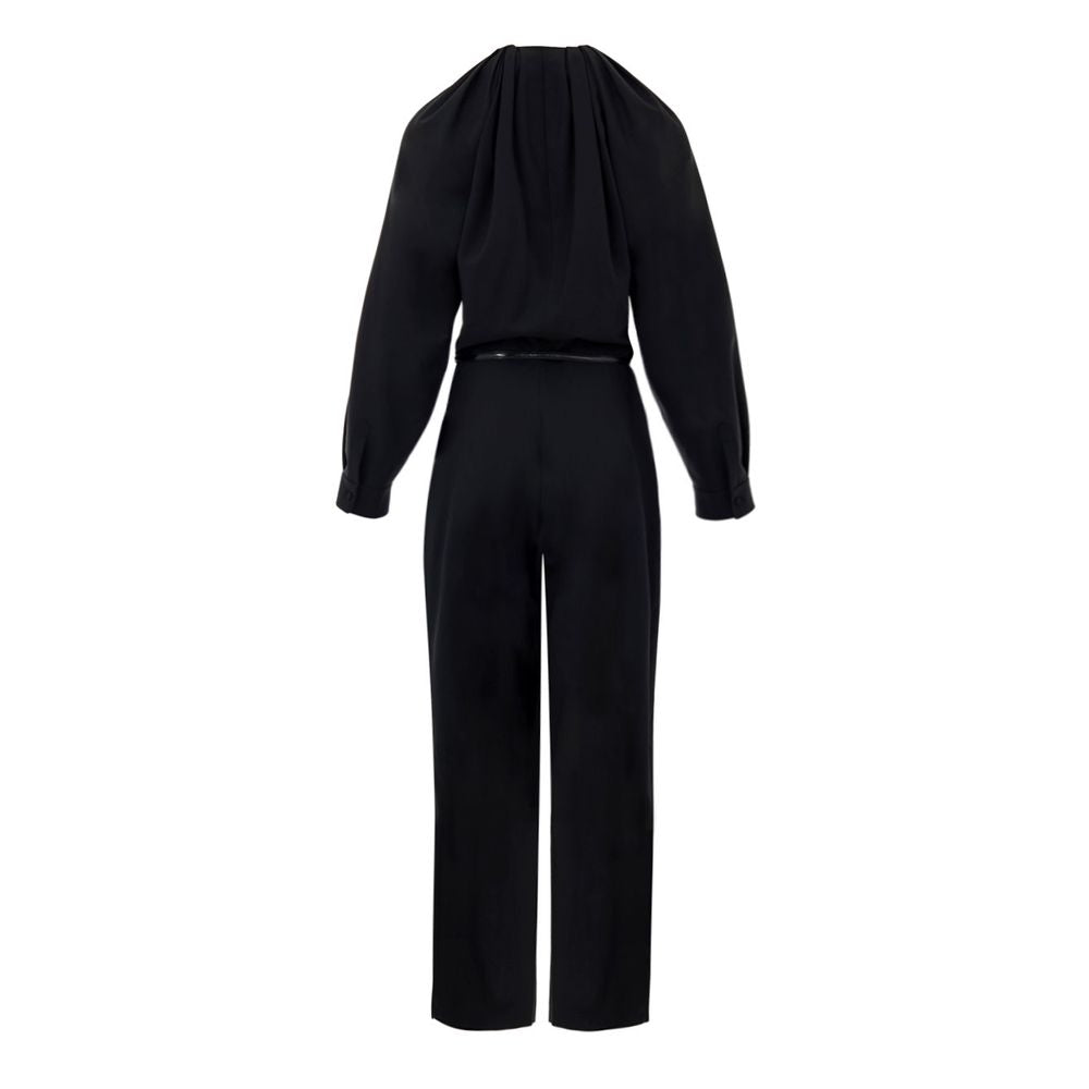Gucci Black Wool Jumpsuit with GG Logo Belt