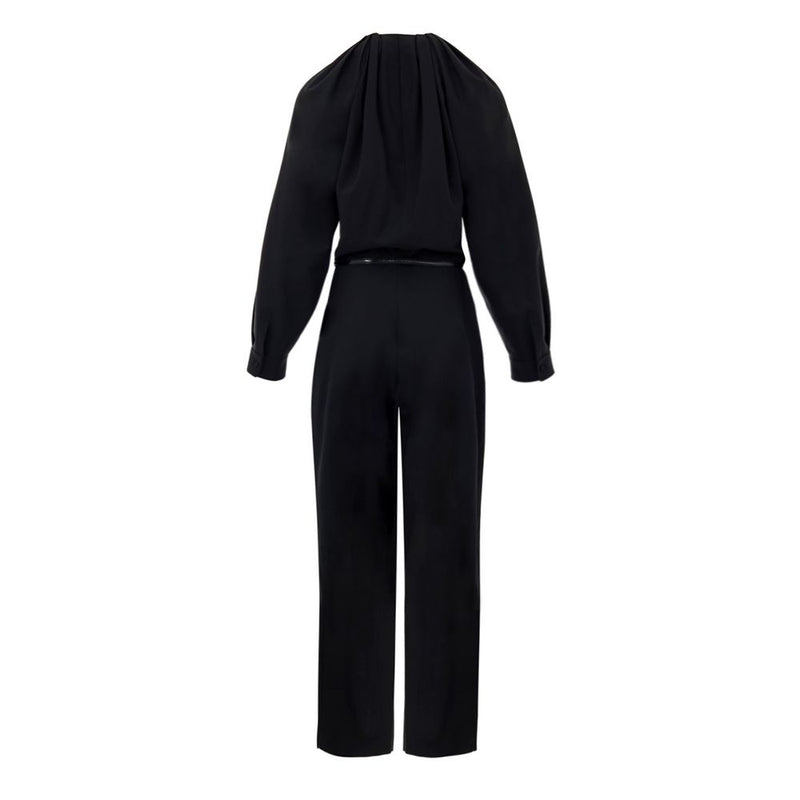 Gucci Black Wool Jumpsuit with GG Logo Belt